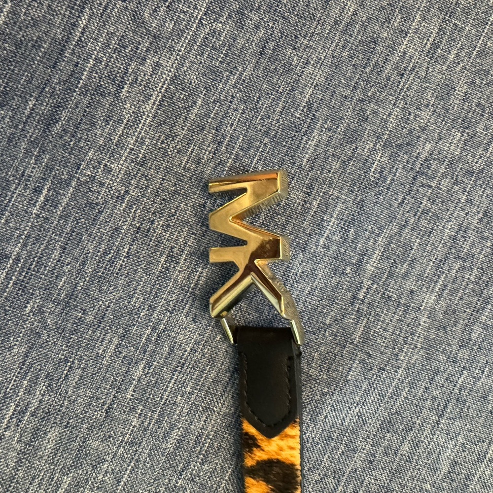 Michael Kors Tan and Black Animal Print Belt XL